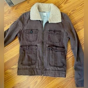 *Early 2000s Dark Brown, Denim Jacket (Grunge core) Size medium womens, XL Youth